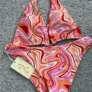 Aurelle Women's Bikini - Vibrant Pink and Orange Swirl